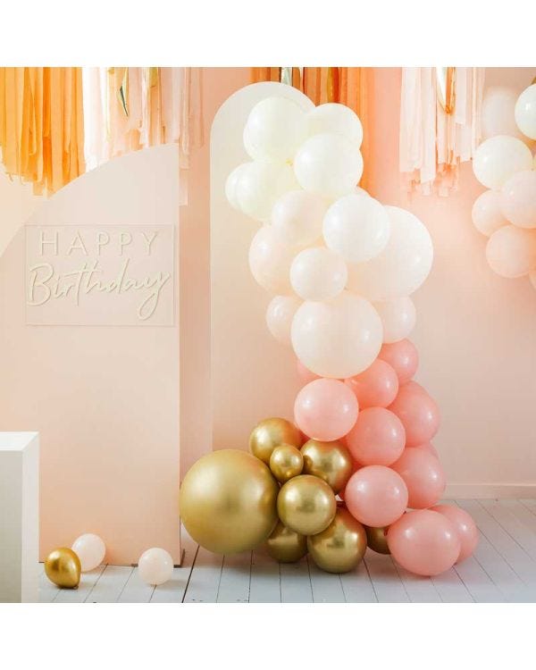 Peach and Gold Balloon Arch - 75 Balloons