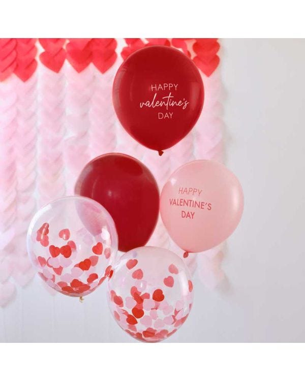 Valentines Confetti Balloon Bouquet - 12&quot; Latex (5pk)