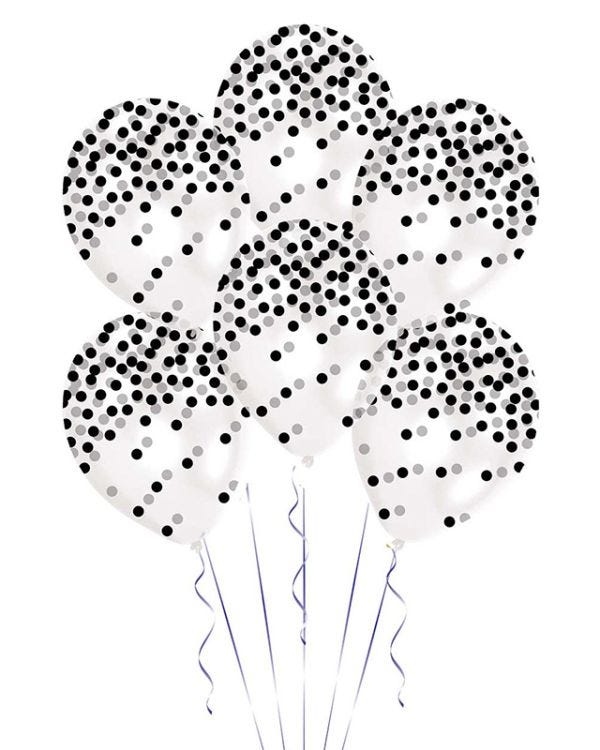 Printed Confetti Black Spot Balloons - 11&quot; Latex (6pk)
