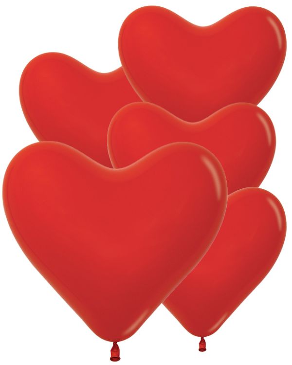 Fashion Heart Red Balloons - 16&quot; Latex (50pk)