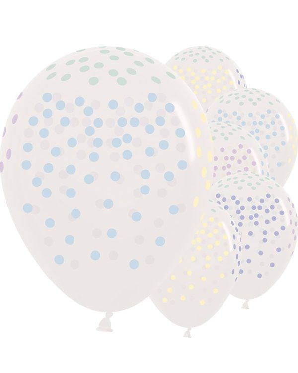 Crystal Clear Small Pastel Dots - 12&quot; Latex Balloons (25pk)