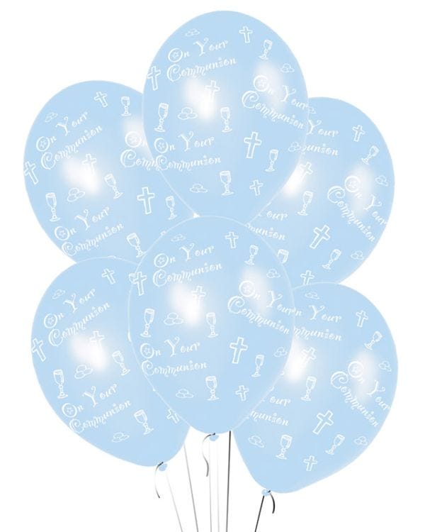 Communion Blue Printed - 11&quot; Latex Balloons (6pk)