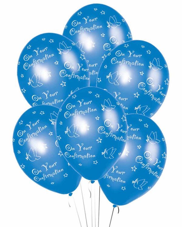 Confirmation Blue Printed - 11&quot; Latex Balloons (6pk)