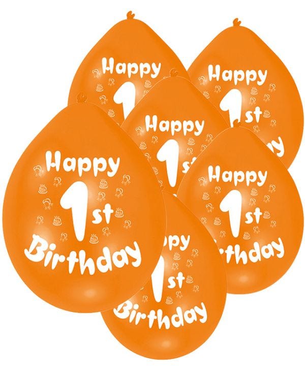 Assorted Multicolour Happy 1st Birthday - 9&quot; Latex Balloons (10pk)