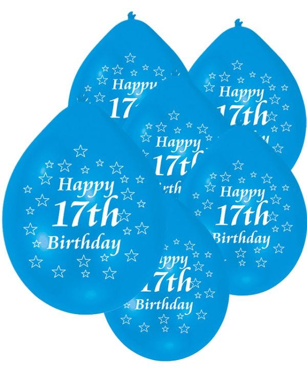 Assorted Multicolour Happy 17th Birthday - 9&quot; Latex Balloons (10pk)