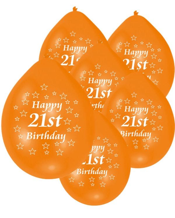 Assorted Multicolour Happy 21st Birthday - 9&quot; Latex Balloons (10pk)