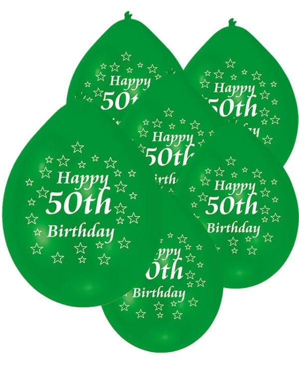 Assorted Multicolour Happy 50th Birthday - 9&quot; Latex Balloons (10pk)