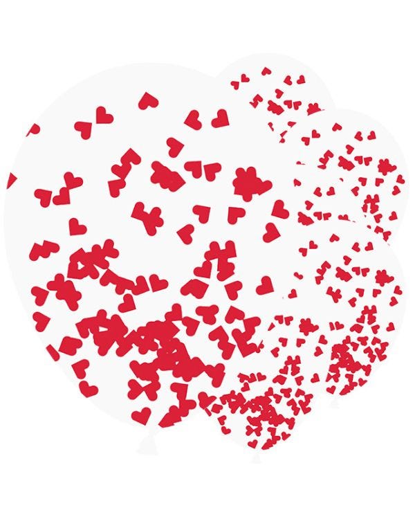 Confetti Red Lovehearts - 11&quot; Latex Balloons (6pk)