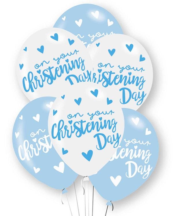 Blue Christening Day 11&quot; Latex Balloons (6pk)