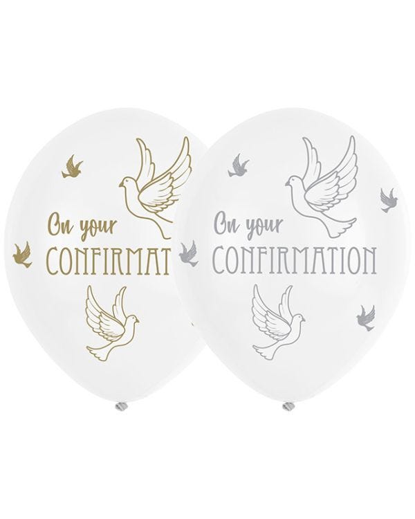 Confirmation Day Dove Pattern - 11&quot; Latex Balloons (6pk)