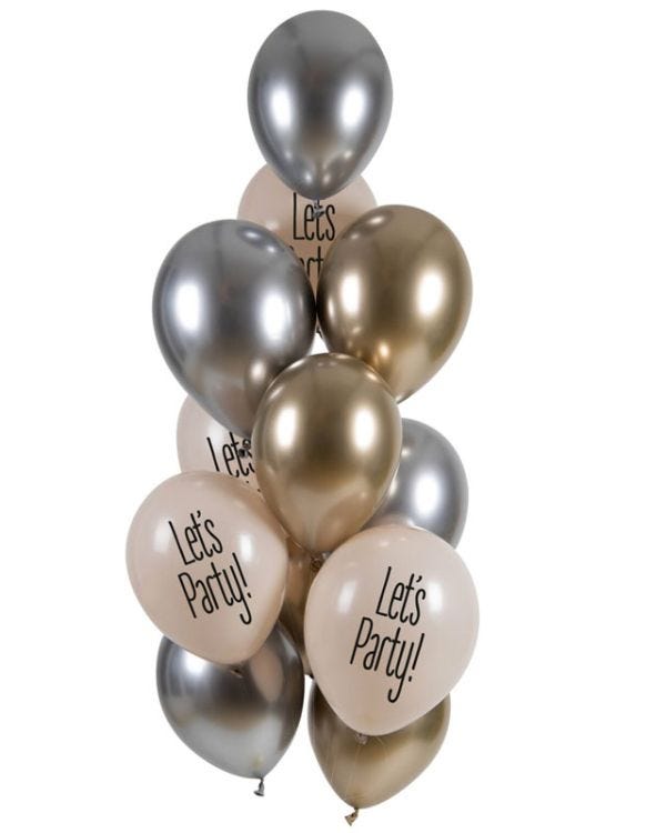 Let&#039;s Party Gold &amp; Silver Balloons - 12&quot; Latex (12pk)