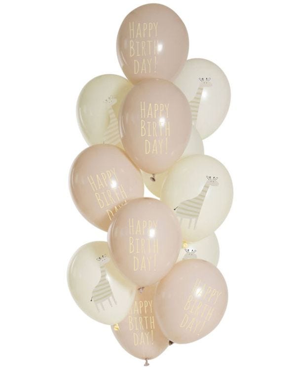 Birthday Giraffe Balloons - 12&quot; Latex (12pk)