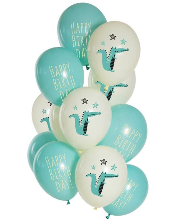 Birthday Crocodile Balloons - 12&quot; Latex (12pk)