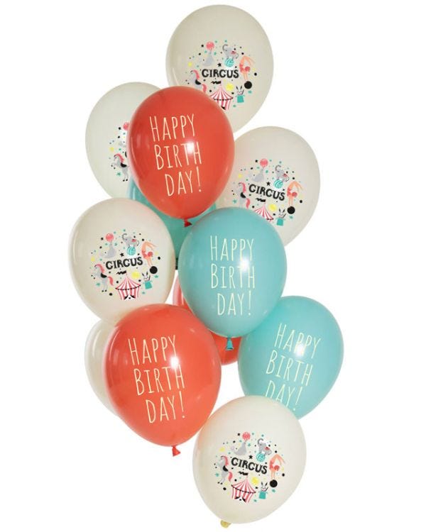 Birthday Circus Balloons - 12&quot; Latex (12pk)