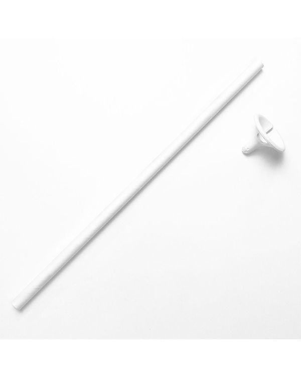 White Paper Balloon Stick &amp; Cup - 30cm