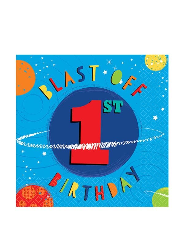 Blast Off 1st Paper Napkins 33cm (16pk)