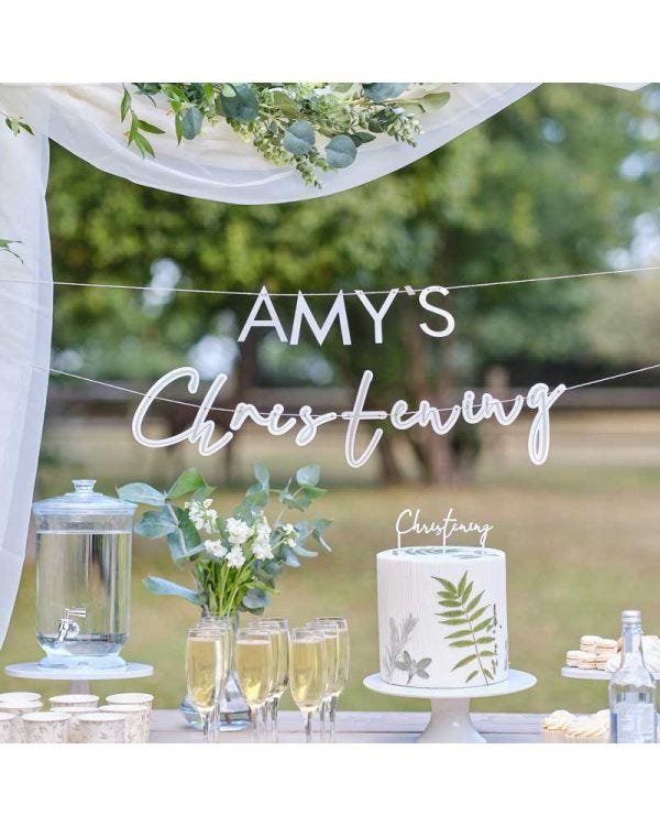 Customisable Christening Paper Banner - 1.5m