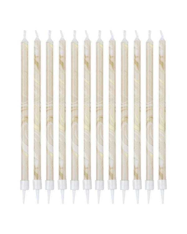 Neutral Marble Candles - 18cm (12pk)