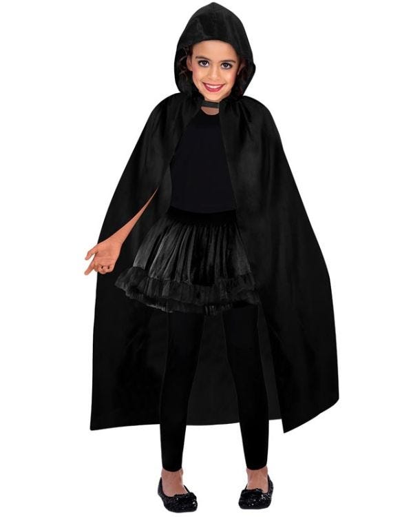 Black Hooded Cape - Child