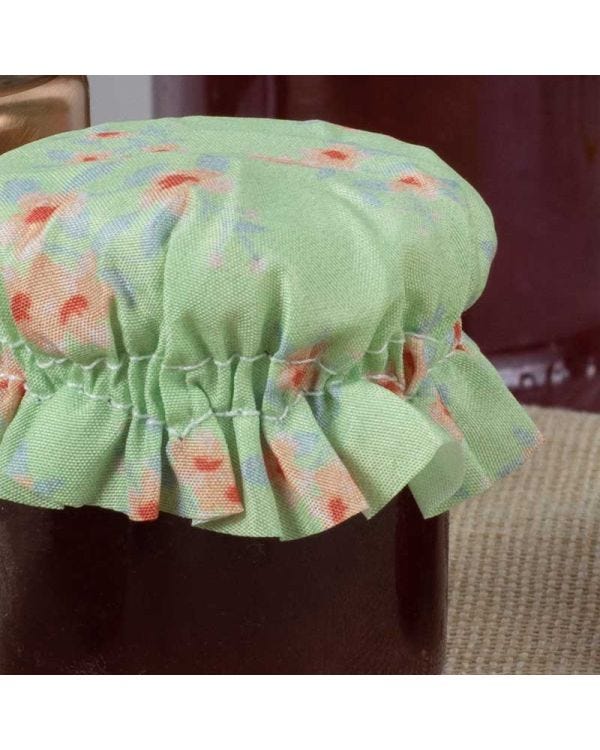 Green Floral Small Fabric Jam Jar Toppers (20pk)