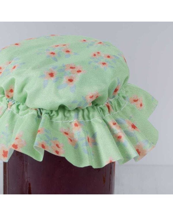 Green Floral Large Fabric Jam Jar Toppers (20pk)