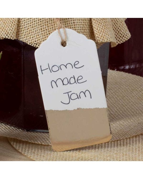 White &amp; Gold Jam Jar Labels (8pk)