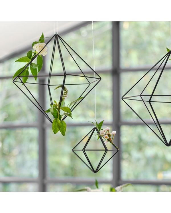 Black Metal Geometric Hanging Decoration - 15cm