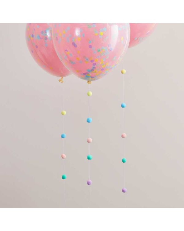 Pastel Pom Pom Balloon Tail - 1.5m (3pk)