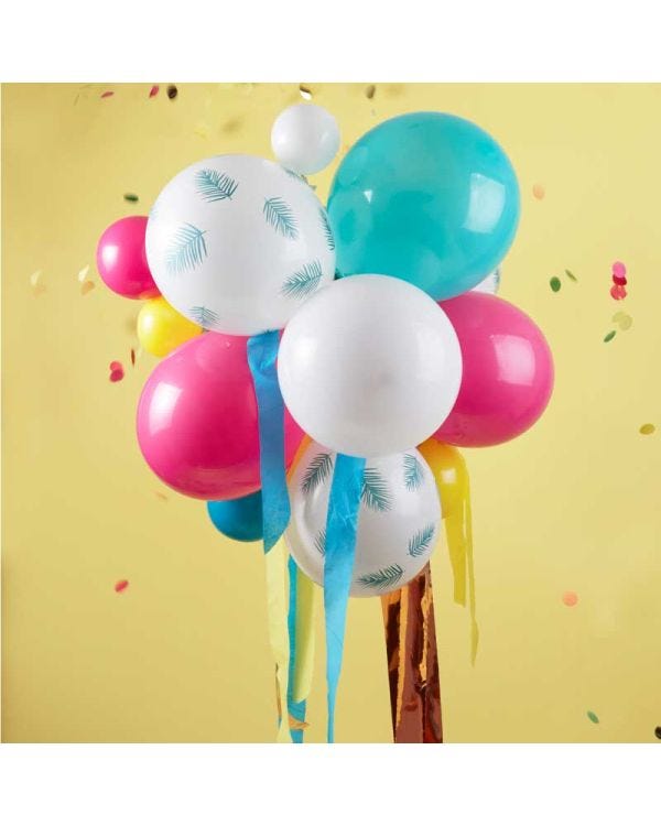 Balloon Chandelier with Printed Palm Balloons &amp; Streamers