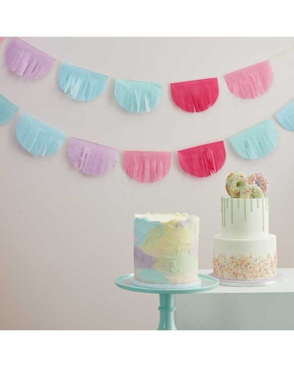 Pastel Tissue Paper Fringe Bunting - 3m