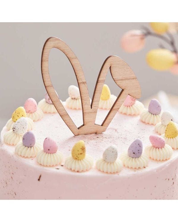 Wooden Bunny Ears Cake Topper - 18cm
