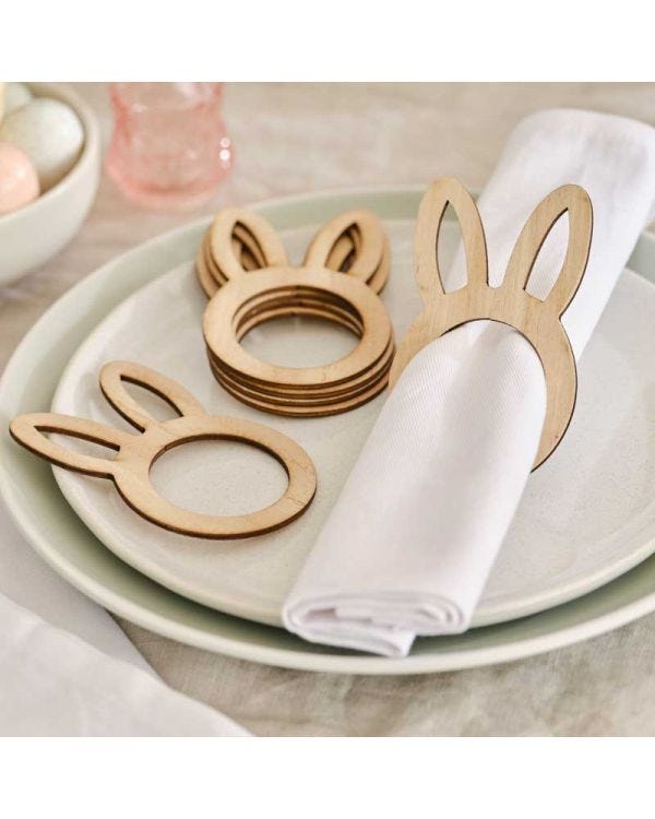 Wooden Bunny Napkin Rings (6pk)