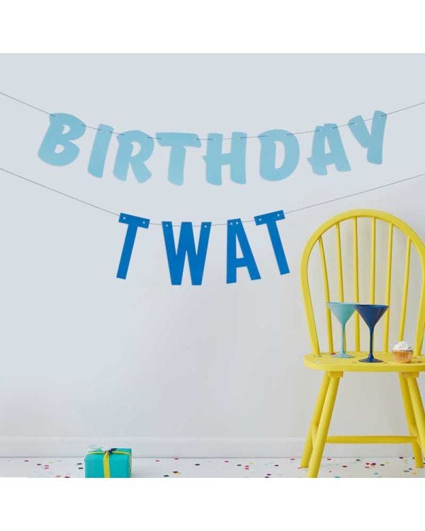 Blue Birthday Twat Paper Banner - 1.5m