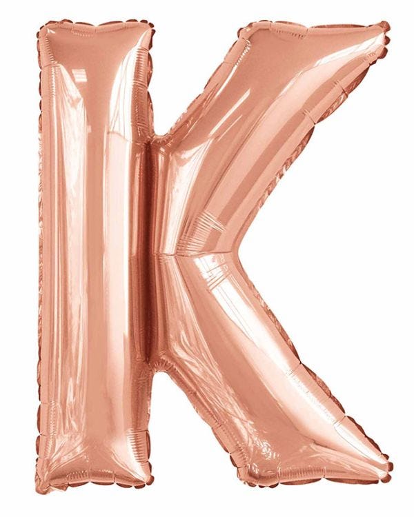 K Rose Gold Letter Balloon - 34&quot; Foil