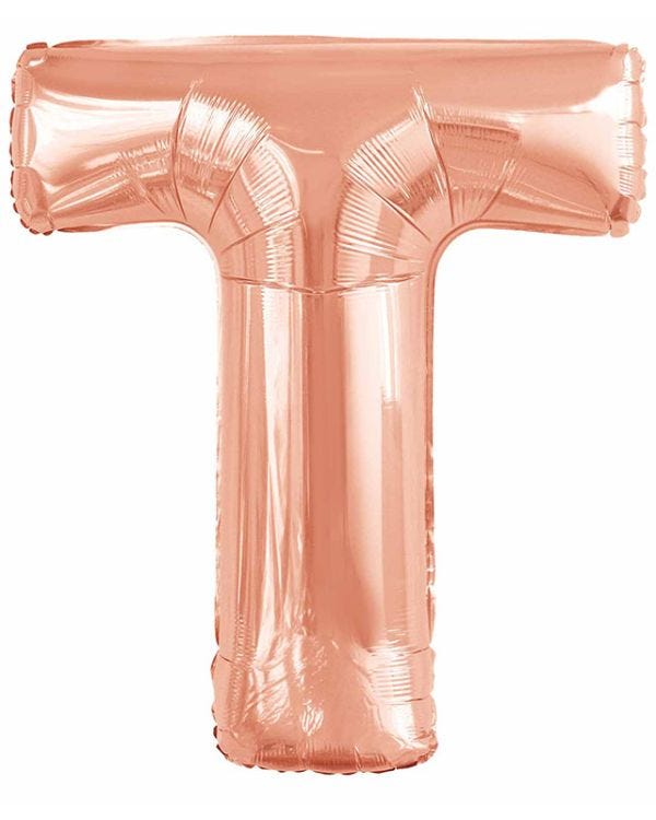 T Rose Gold Letter Balloon - 34&quot; Foil