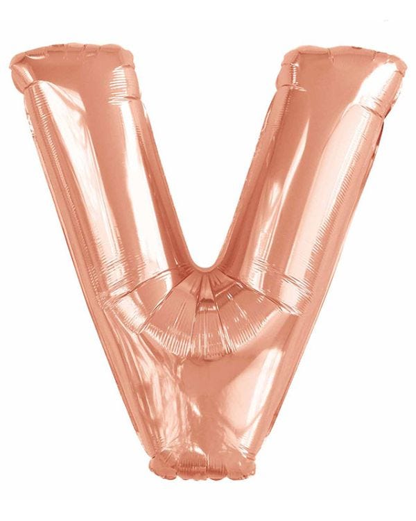 V Rose Gold Letter Balloon - 34&quot; Foil