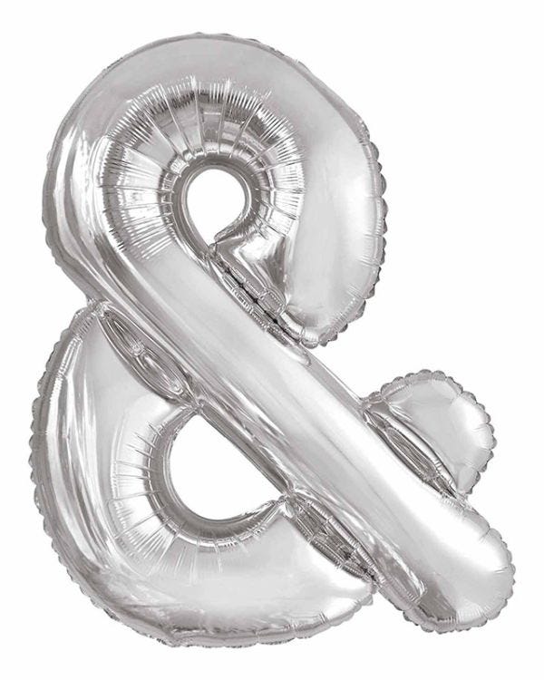 Silver Ampersand Balloon - 34&quot; Foil