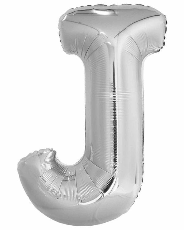 J Silver Letter Balloon - 34&quot; Foil