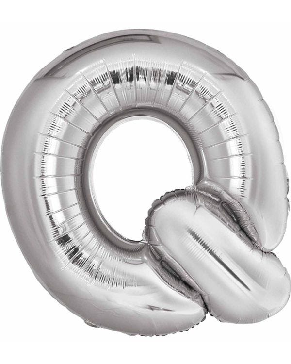 Q Silver Letter Balloon - 34&quot; Foil