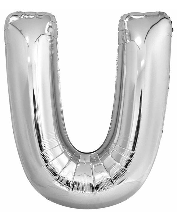 U Silver Letter Balloon - 34&quot; Foil