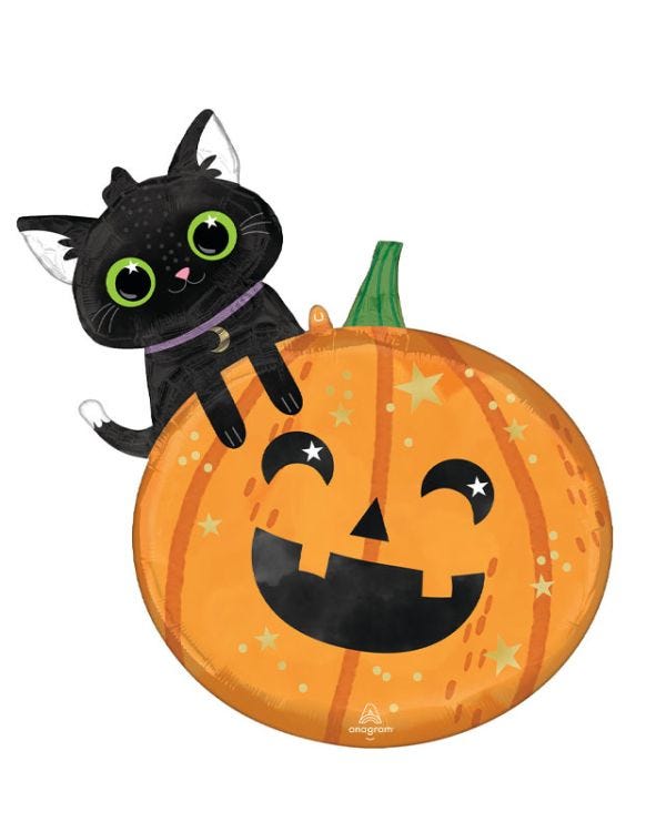 Halloween Cat &amp; Pumpkin SuperShape Balloon - 29&quot; Foil