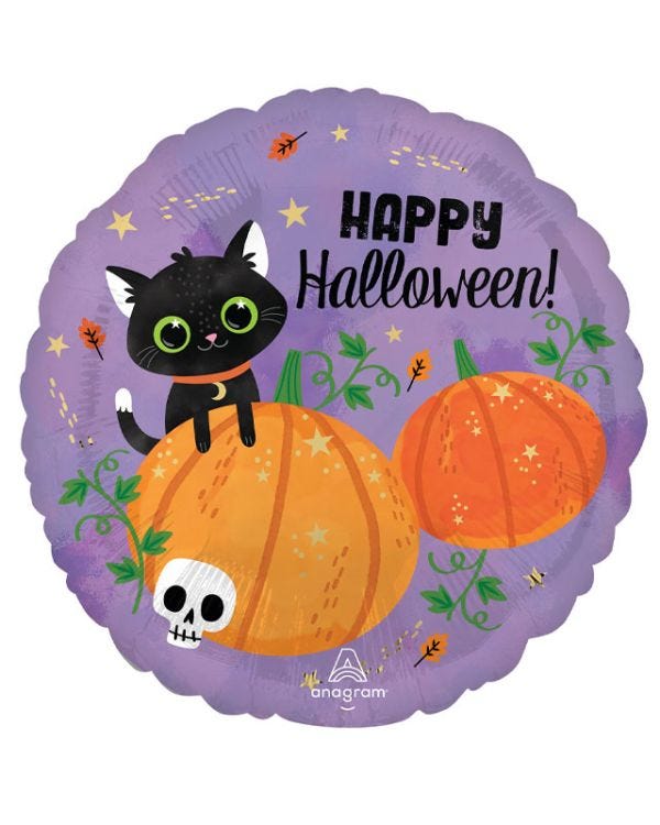 Happy Halloween Cats &amp; Pumpkin Balloon - 18&quot; Foil