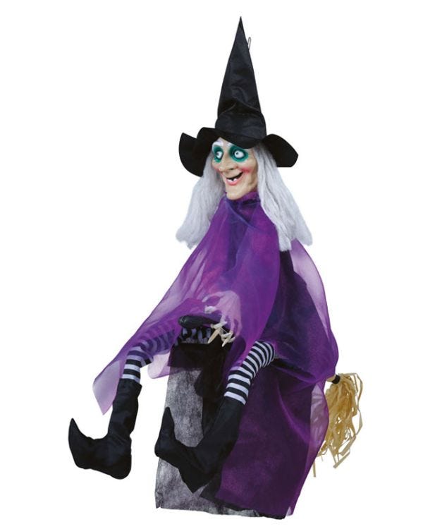 Animated Witch on a Broom - 90cm