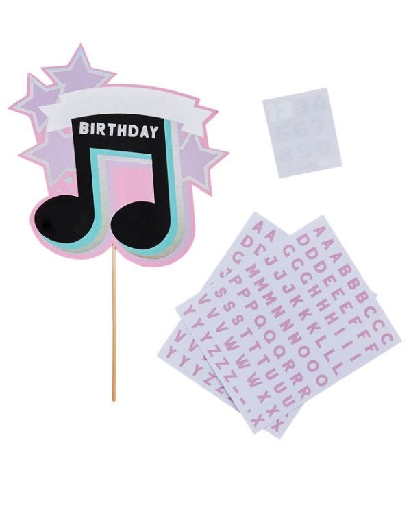 Musical Note Personalisable Cake Topper with Sticker sheets