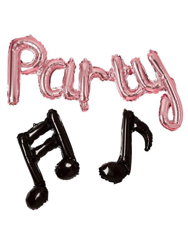 Rose Gold &#039;Party&#039; &amp; Musical Notes Balloon Garland - 14&quot; Foil
