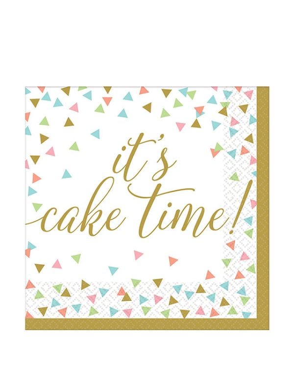Confetti Fun It&#039;s Cake Time Paper Napkins 33cm (36pk)