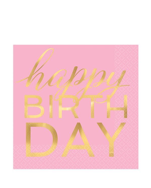 Confetti Fun Pink Happy Birthday Paper Napkins 33cm (16pk)