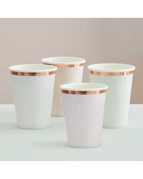 Pastel Rose Gold Paper Cups - 266ml (8pk)
