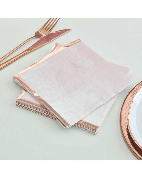 Rose Gold Pastel Paper Napkins - 33cm (16pk)