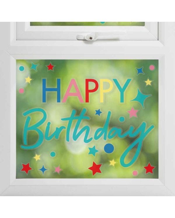 Multicoloured Happy Birthday Window Sticker